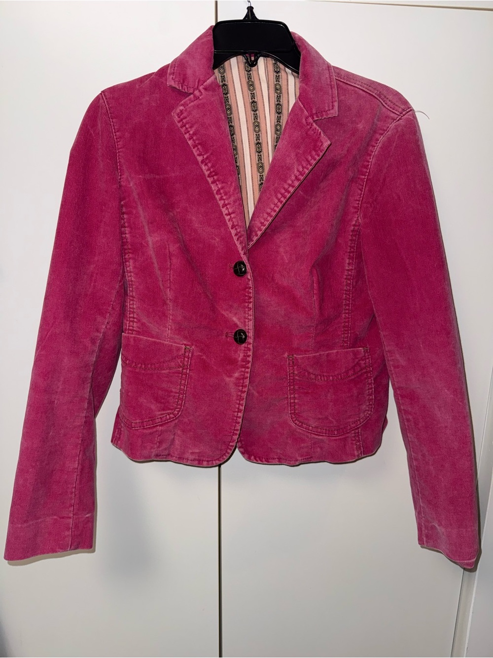 Gap stretch Women’s Pink Corduroy Blazer Jacket Sz 8 Barbie fall